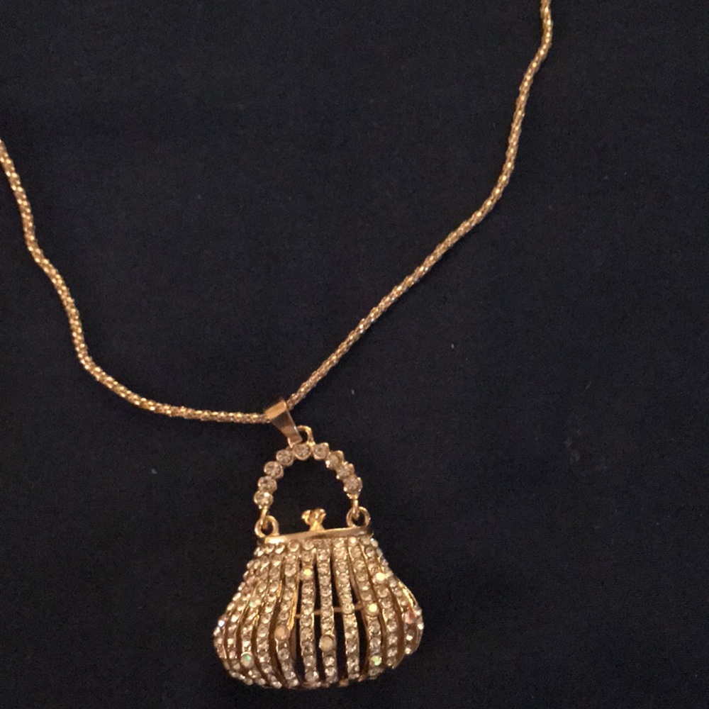 NWT Betsey Johnson Bling Bag Pendant Necklace - Picture 3 of 5